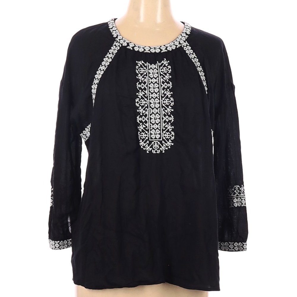 Lucky Brand Long Sleeve Embroidered Blouse Size L